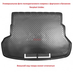 Коврик с фартуком в багажник для Audi Q7 (4LB) (2005-2015) Ауди ку 7 Norplast ( Норпласт ) Unidec NPL-P-05-77-AP Модельный Полиуретановый Поддон багажника С бортами Чёрный