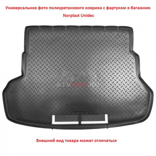 Коврик с фартуком в багажник для BMW 7 (F02) (Long) (SD) (2008-2015) Бмв 7 Norplast ( Норпласт ) Unidec NPL-P-07-40-AP Модельный Полиуретановый Поддон багажника С бортами Чёрный